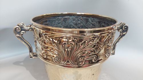 LATE 19THC FRENCH BRASS TWO HANDLED TROPHY VASE - ADDITIONAL PHOTO 4