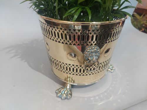 19THC PIERCED BRASS CYLINDRICAL PLANTER - ADDITIONAL PHOTO 2