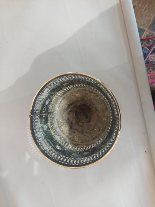 19THC PIERCED BRASS CYLINDRICAL PLANTER - ADDITIONAL PHOTO 4