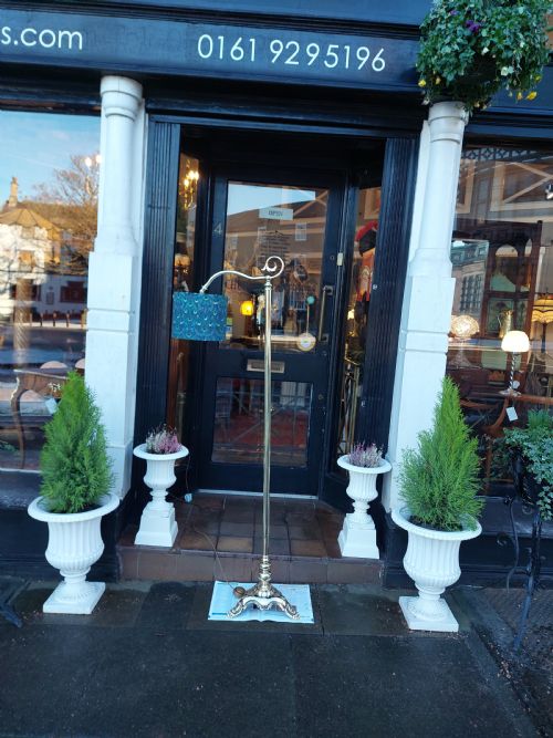 EARLY 20THC BRASS SCROLL ARM FLOOR LAMP - ADDITIONAL PHOTO 1