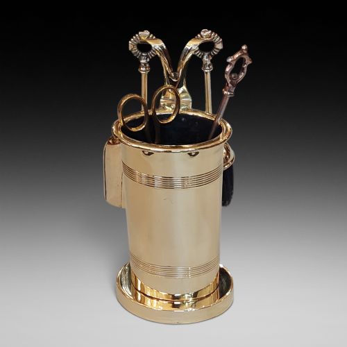 Early 20thc Brass  Fireside Companion Set