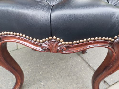 VICTORIAN MAHOGANY CABRIOLE LEGGED STOOL - ADDITIONAL PHOTO 2