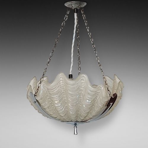 SUITE OF ART DECO CLAM SHELL FROSTED GLASS LIGHTS - ADDITIONAL PHOTO 2