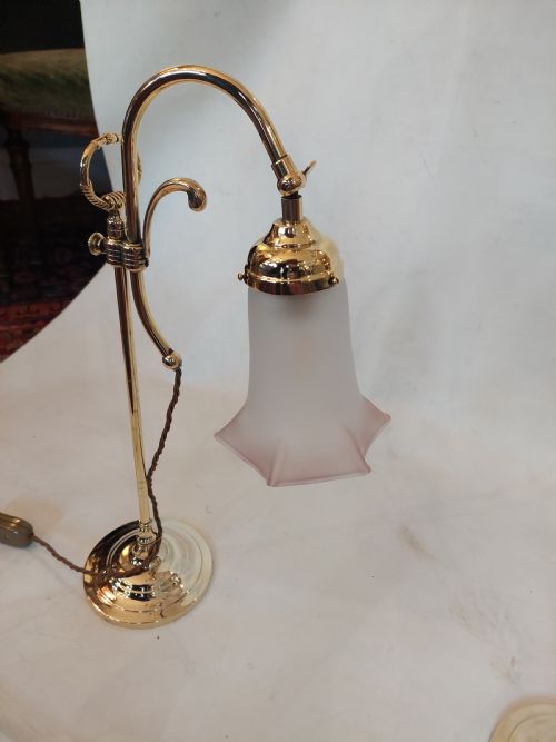 PAIR OF EARLY 20THC BRASS SWAN NECK DESK LAMPS - ADDITIONAL PHOTO 2