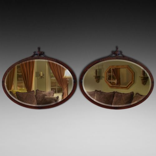 Pair of Edwardian Mahogany Adam Style Mirrors