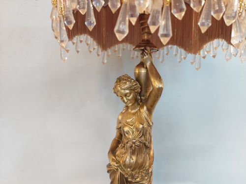 VICTORIAN COLD PAINTED BRONZE OIL LAMP - ADDITIONAL PHOTO 1