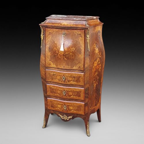 19thc French Kingwood and Marquetry Secrataire a Abattant