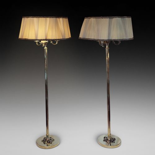 PAIR OF 1920'S BRASS STANDARD LAMP UPLIGHTERS