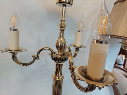 PAIR OF 1920'S BRASS STANDARD LAMP UPLIGHTERS - ADDITIONAL PHOTO 5