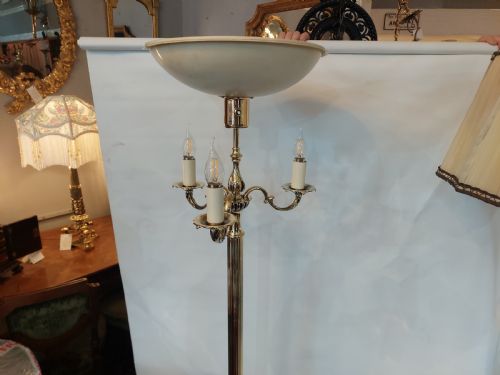 PAIR OF 1920'S BRASS STANDARD LAMP UPLIGHTERS - ADDITIONAL PHOTO 8