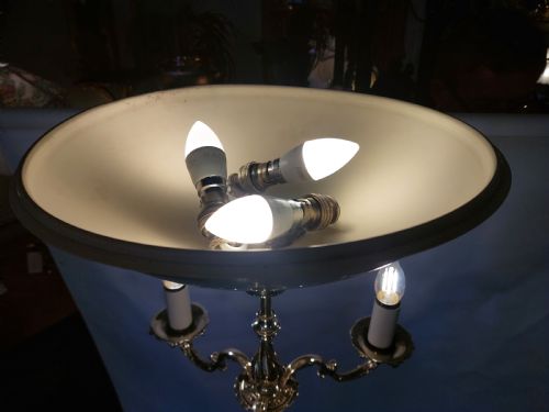 PAIR OF 1920'S BRASS STANDARD LAMP UPLIGHTERS - ADDITIONAL PHOTO 12