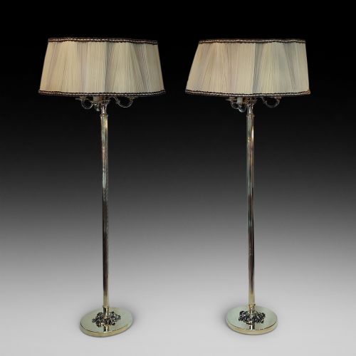 PAIR OF 1920'S BRASS STANDARD LAMP UPLIGHTERS - ADDITIONAL PHOTO 14