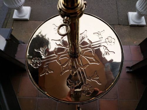 EDWARDIAN BRASS STANDARD STEAMER LAMP - ADDITIONAL PHOTO 6