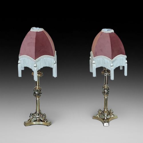Pair of Early 19thC Brass Candlesticks converted to electric lamps