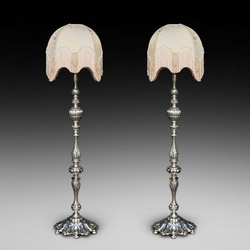 PAIR OF HEAVY BRASS STANDARD LAMPS