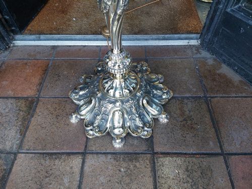PAIR OF HEAVY BRASS STANDARD LAMPS - ADDITIONAL PHOTO 7
