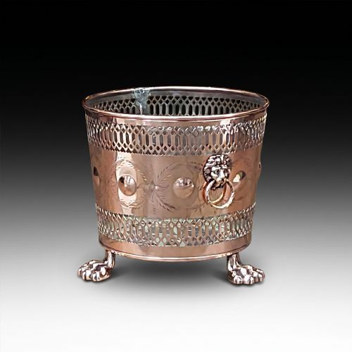 19thc Pierced Copper Cylindrical Planter