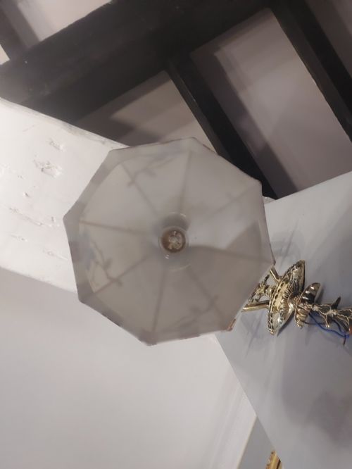 1920'S HAND PAINTED GLASS SHADE - ADDITIONAL PHOTO 1