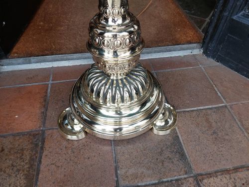 VICTORIAN BRASS EXTENDING STANDARD OIL LAMP BY HINKS OF B'HAM - ADDITIONAL PHOTO 2