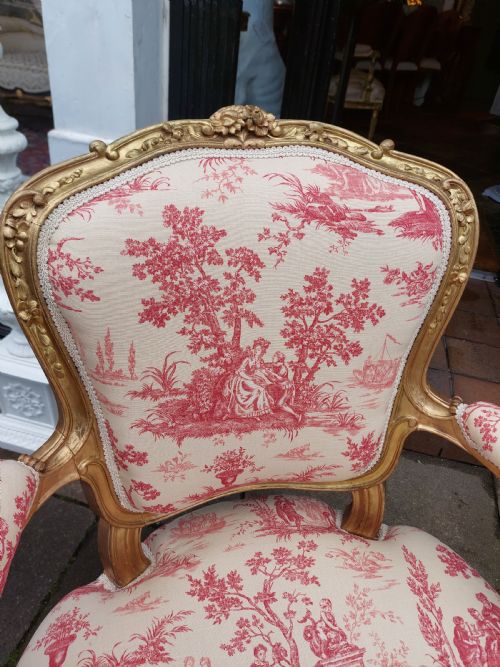 LATE 19THC FRENCH GILTWOOD OPEN ARM CHAIR - ADDITIONAL PHOTO 3