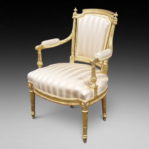 MID VICTORIAN GILTWOOD FAUTEUIL ARM CHAIR