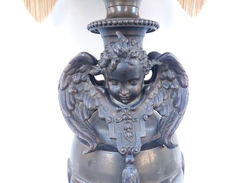 LARGE 19THC BRONZE CONVERTED TO A TABLE LAMP - ADDITIONAL PHOTO 2