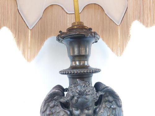LARGE 19THC BRONZE CONVERTED TO A TABLE LAMP - ADDITIONAL PHOTO 3