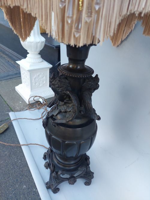 LARGE 19THC BRONZE CONVERTED TO A TABLE LAMP - ADDITIONAL PHOTO 5
