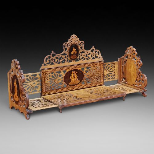 Late 19thc Sorrento Olive Wood Extending Book Rack