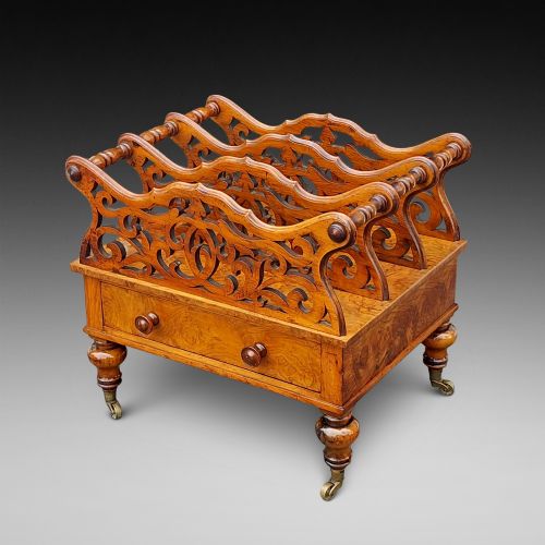 High Victorian Burr Walnut Canterbury