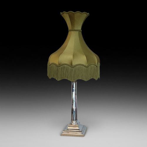 Art Deco Silver Plated  Corinthian Column Table Lamp