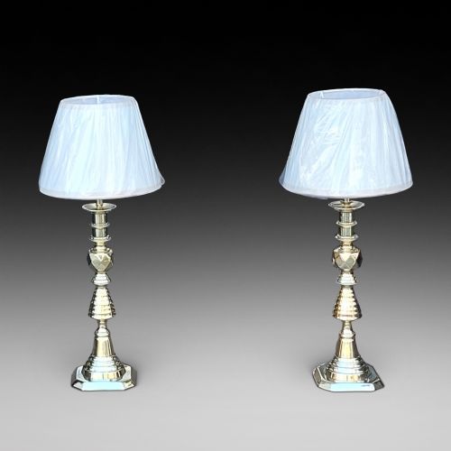 Pair of Large Edwardian Brass Chester Candlesticks