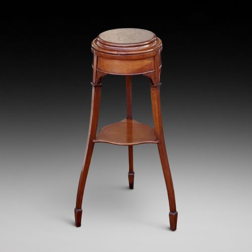 Edwardian Walnut Circular Vase Bust Stand