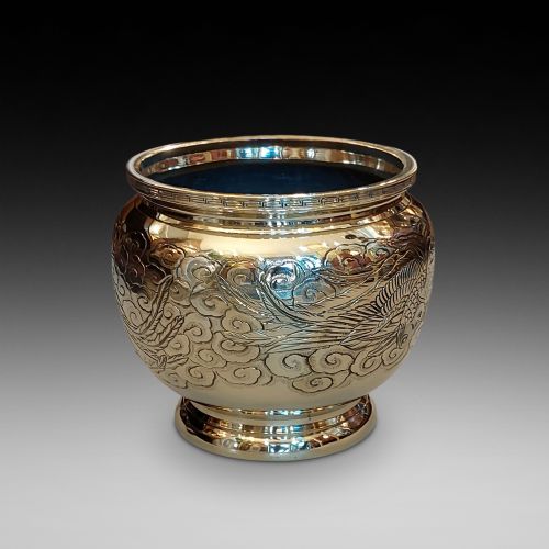 Early 20thc Japanese Polished Brass Jardiniere