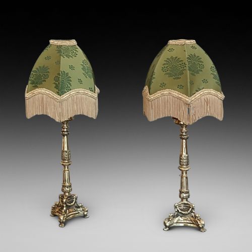 Pair of 19thc Gilt Bronze Candlesticks