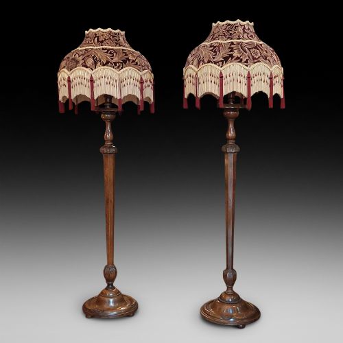 Matched Pair of Oak Standard Lamps from Dublin College