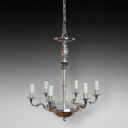 Early 20thc Silver Plated 6 Arm Ceiling Fitting