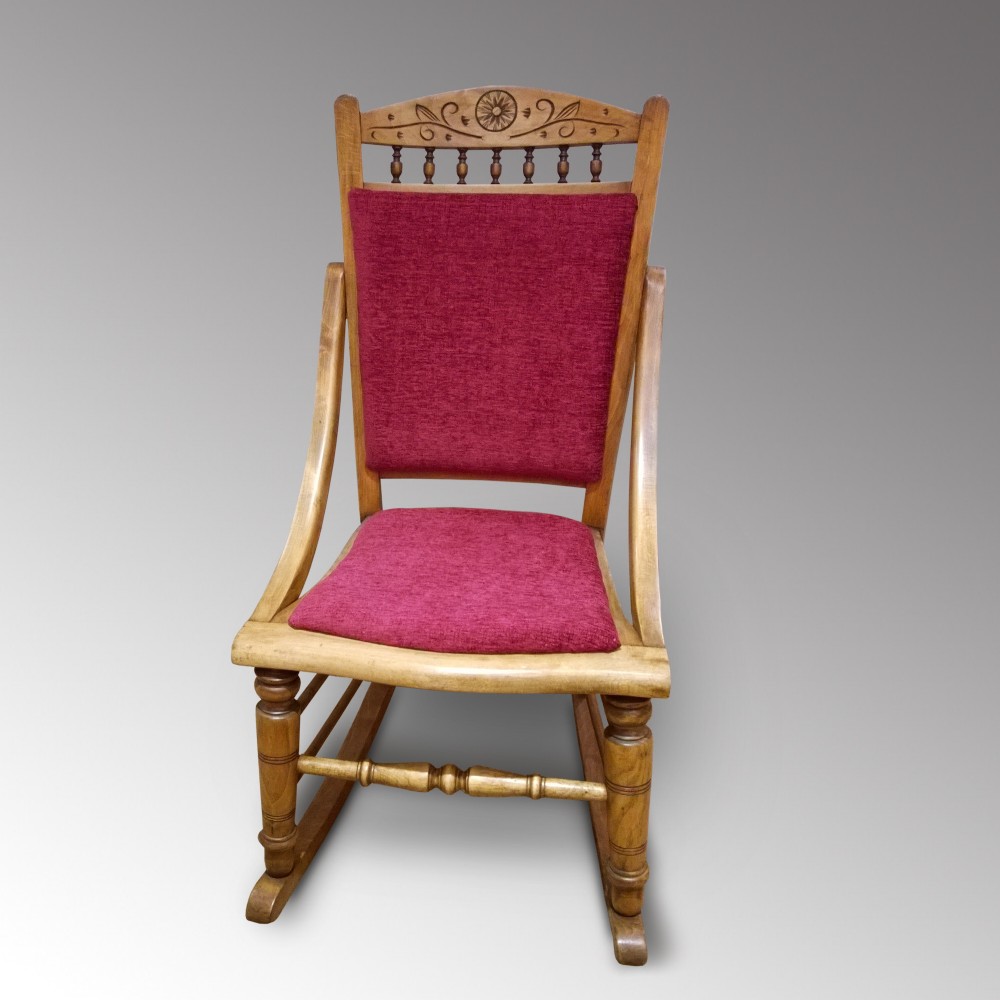 Late Victorian Satin Birch Rocker c1890