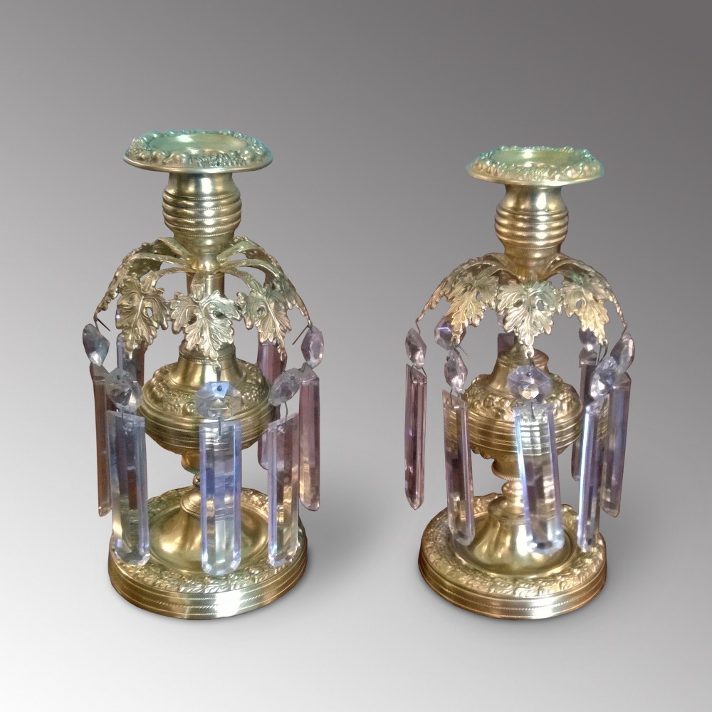Pair of Parcel Gilt Candlestick Lustres