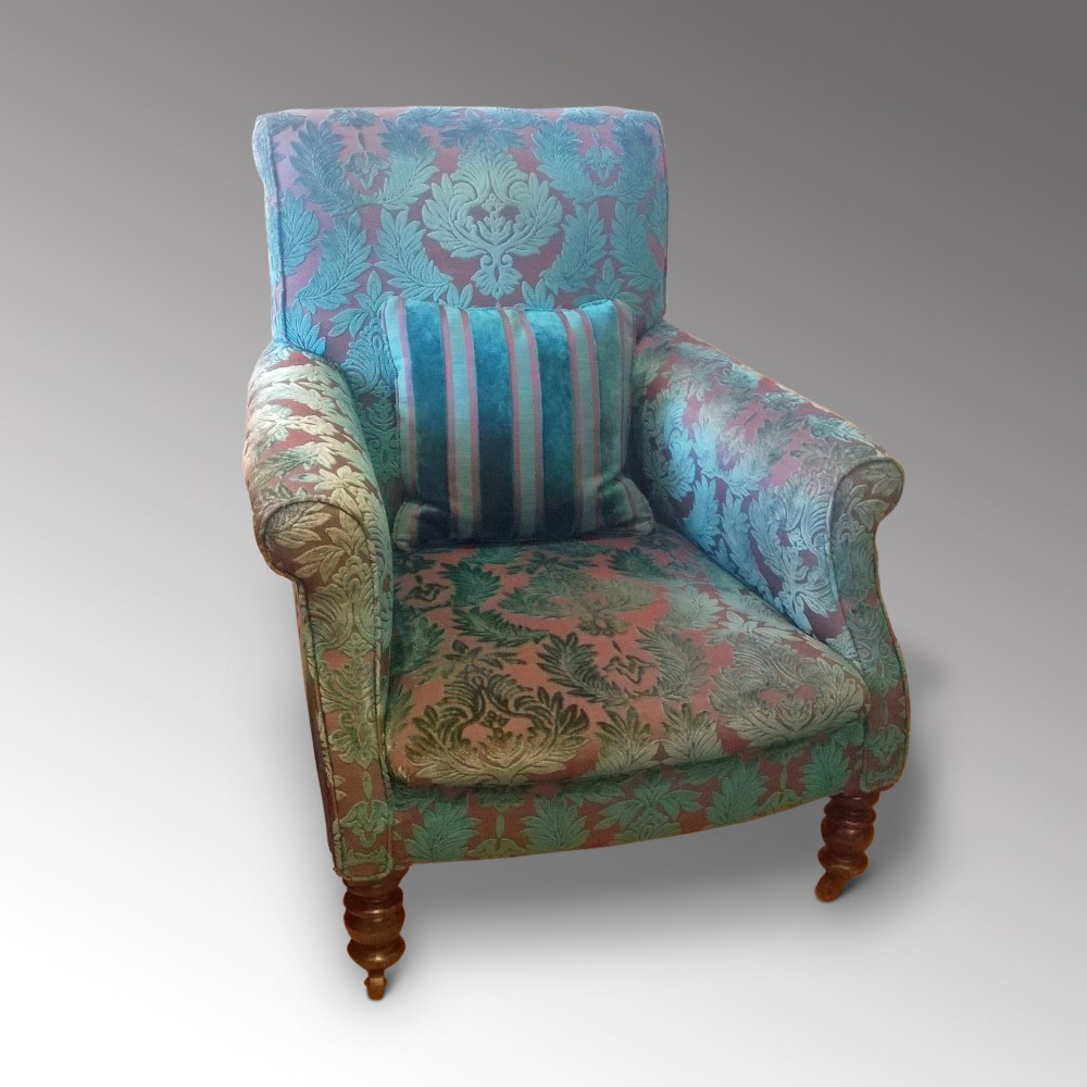 Victorian Ebony Upholstered Armchair