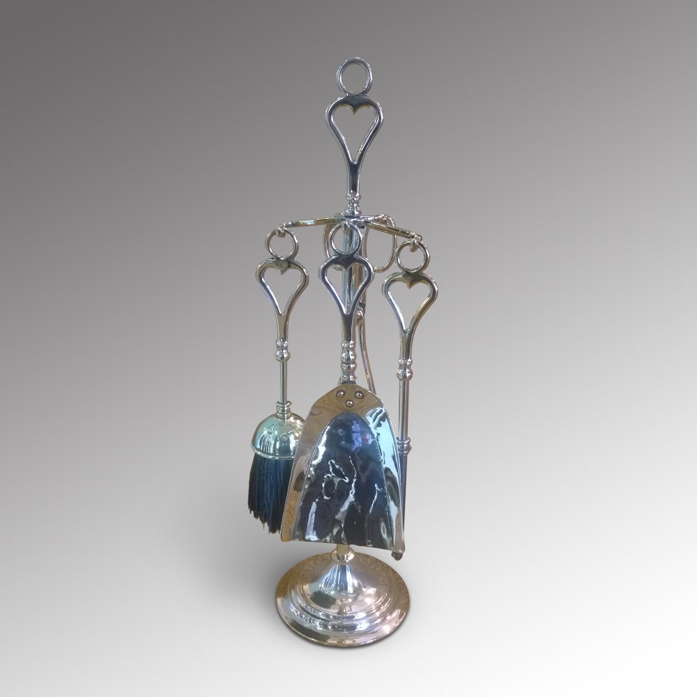 Art Nouveau Brass Fire Tidy