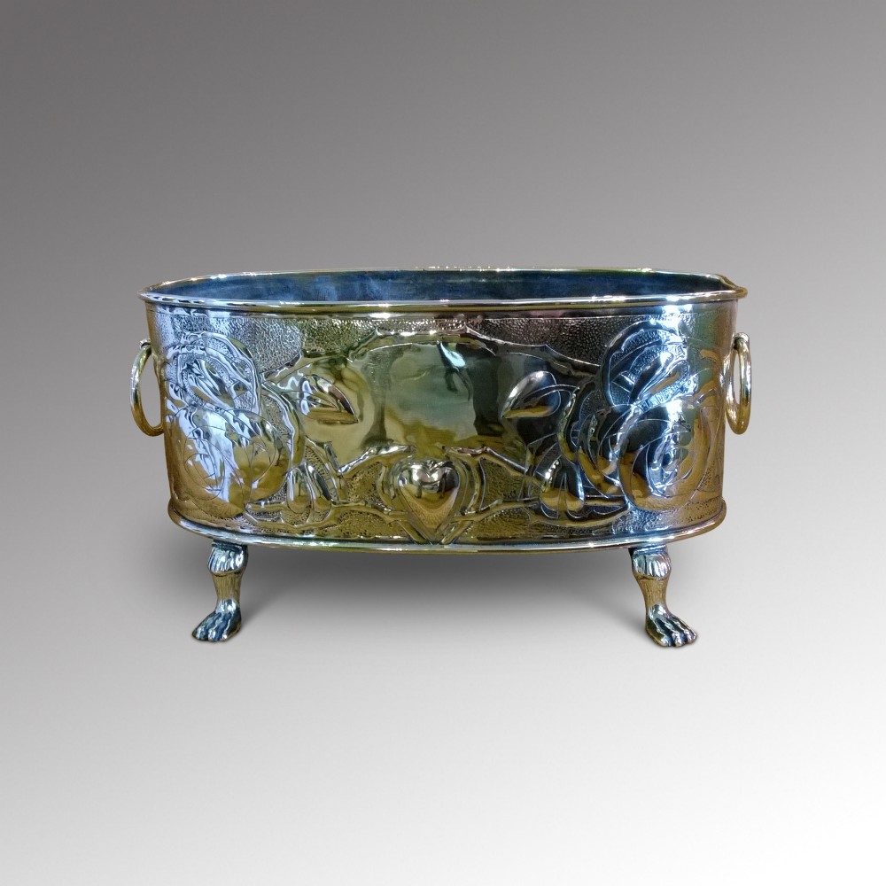 Art Nouveau Brass Table Top Planter 