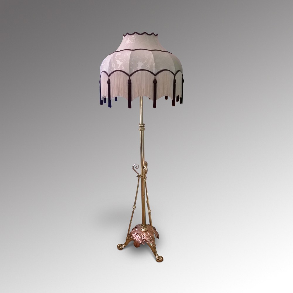 Arts and Crafts Brass Telescopic Standard Lamp