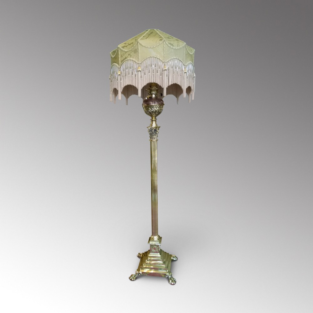 Victorian Brass Extending Standard Oil Lamp 