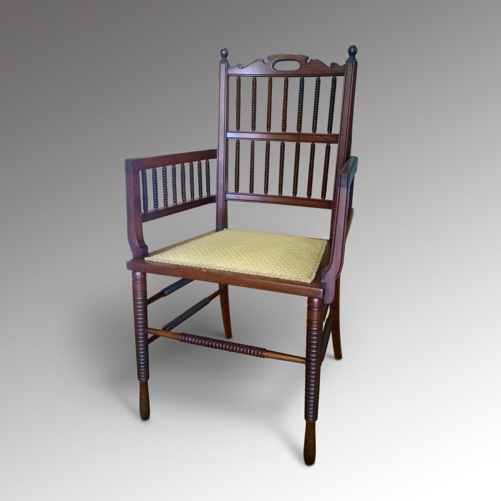 Edwardian Mahogany Bobbin Turned Armchair