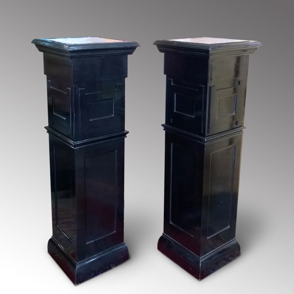 Pair of Art Deco Ebonised Pedestals