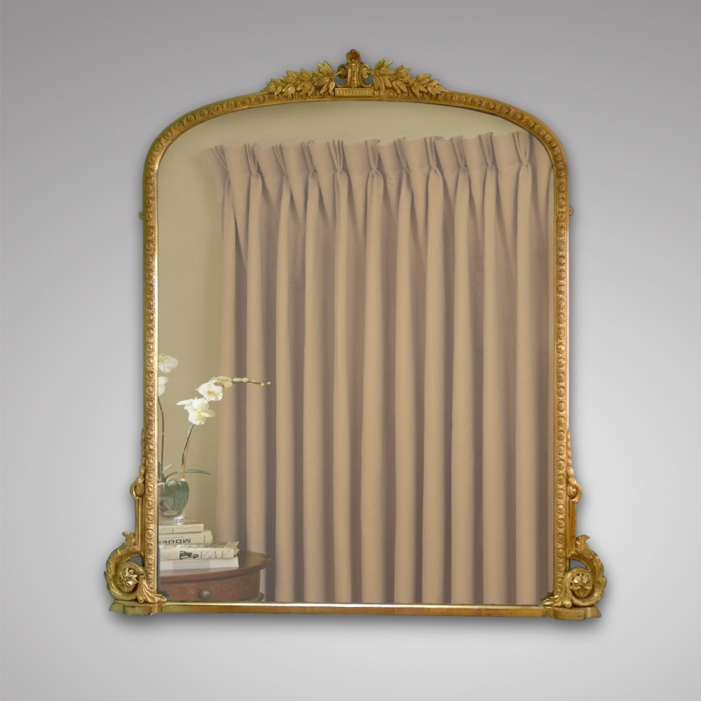 Edwardian Giltwood and Gesso Overmantle Mirror