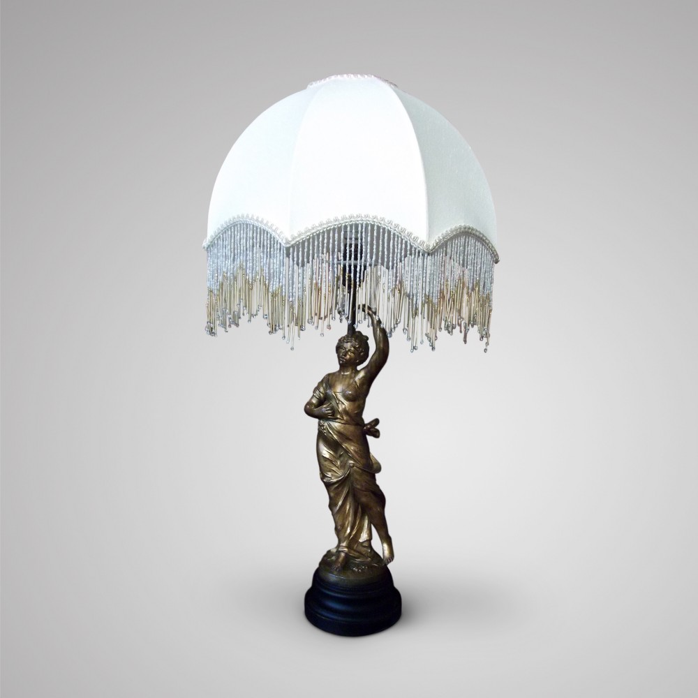 Table Lamp formed from a Spelter Damsel