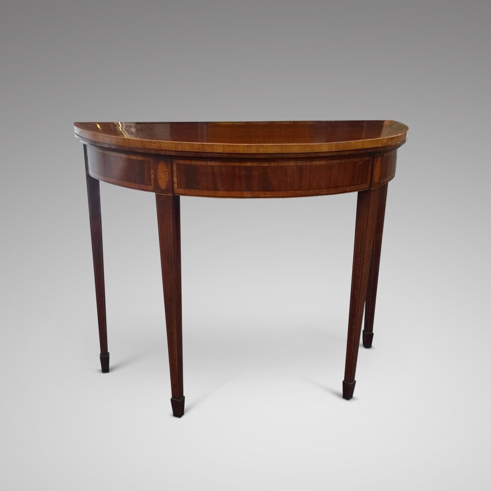 George III Mahogany  Demi Lune Card Table