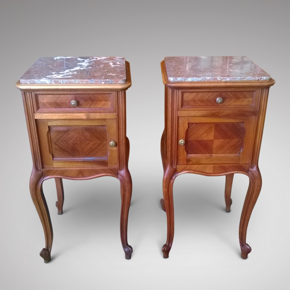 pair of late 19thC French walnut bedside cabinets